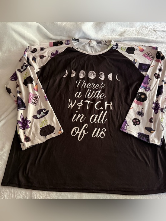 Tops - Practical Magic Little Witch In All Of Us Moon Crystals 3/4 Sleeves Black Top XL